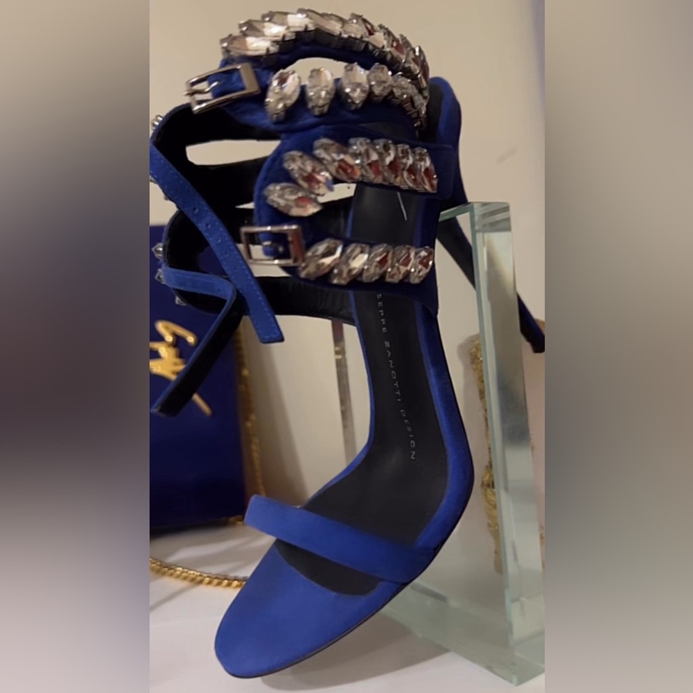 Giuseppe Zanotti Electric Blue Suede Sandals.
